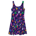 Sleeveless Monster Party Skater Dress featuring a vibrant print, perfect for showcasing your inner ghoul in style.
