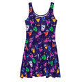 Colorful Monster Party Skater Dress with vibrant prints, perfect for showcasing your inner ghoul in style.