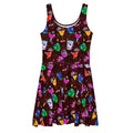 Vibrant Monster Party Skater Dress featuring fun prints, perfect for showcasing your unique style at any event.