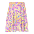 Bright and playful Glitter Gains Skater Skirt featuring a fun weightlifting print, perfect for a breezy day out.