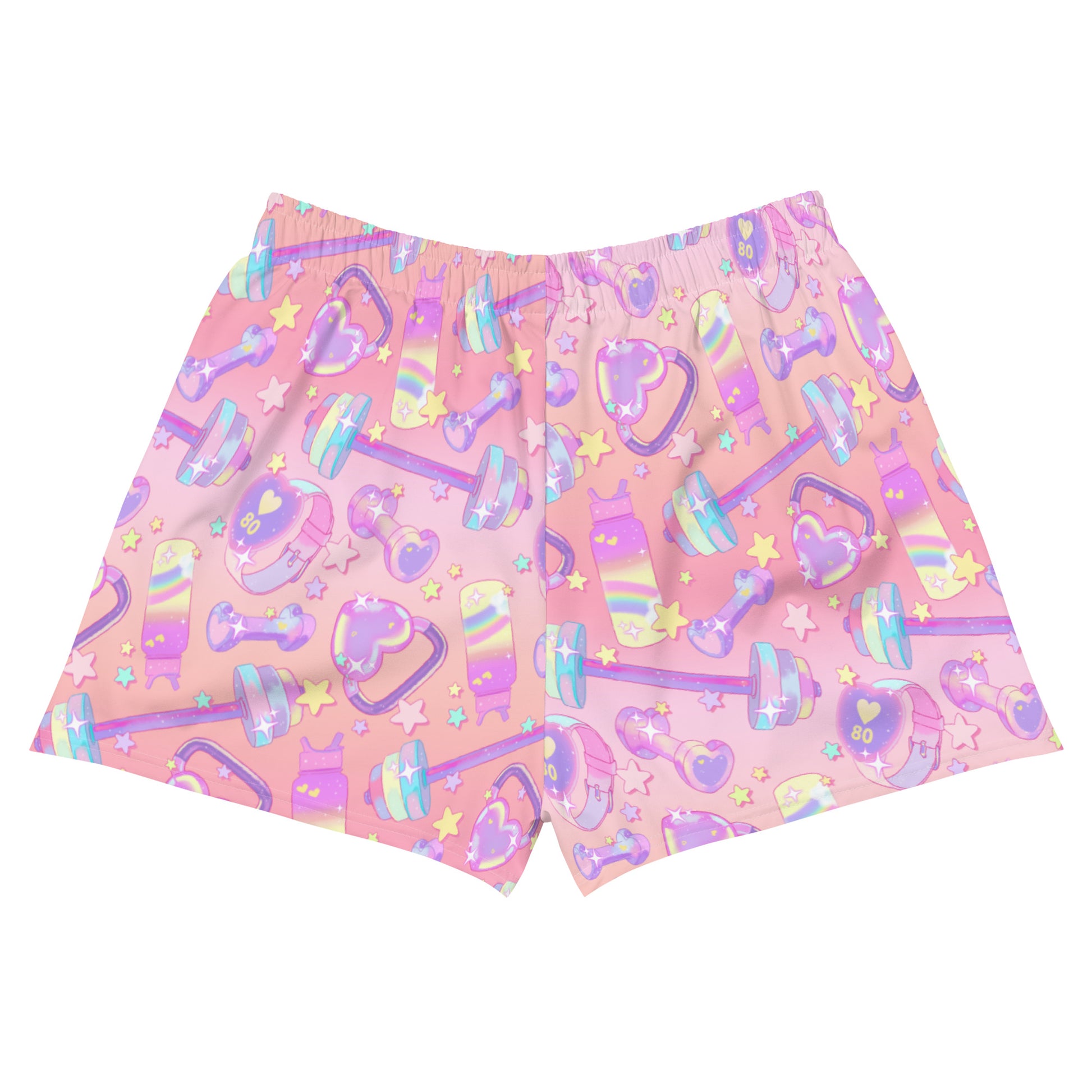 Glitter Gains Athletic Short Shorts feature a fun, vibrant design, perfect for workouts with handy pockets.