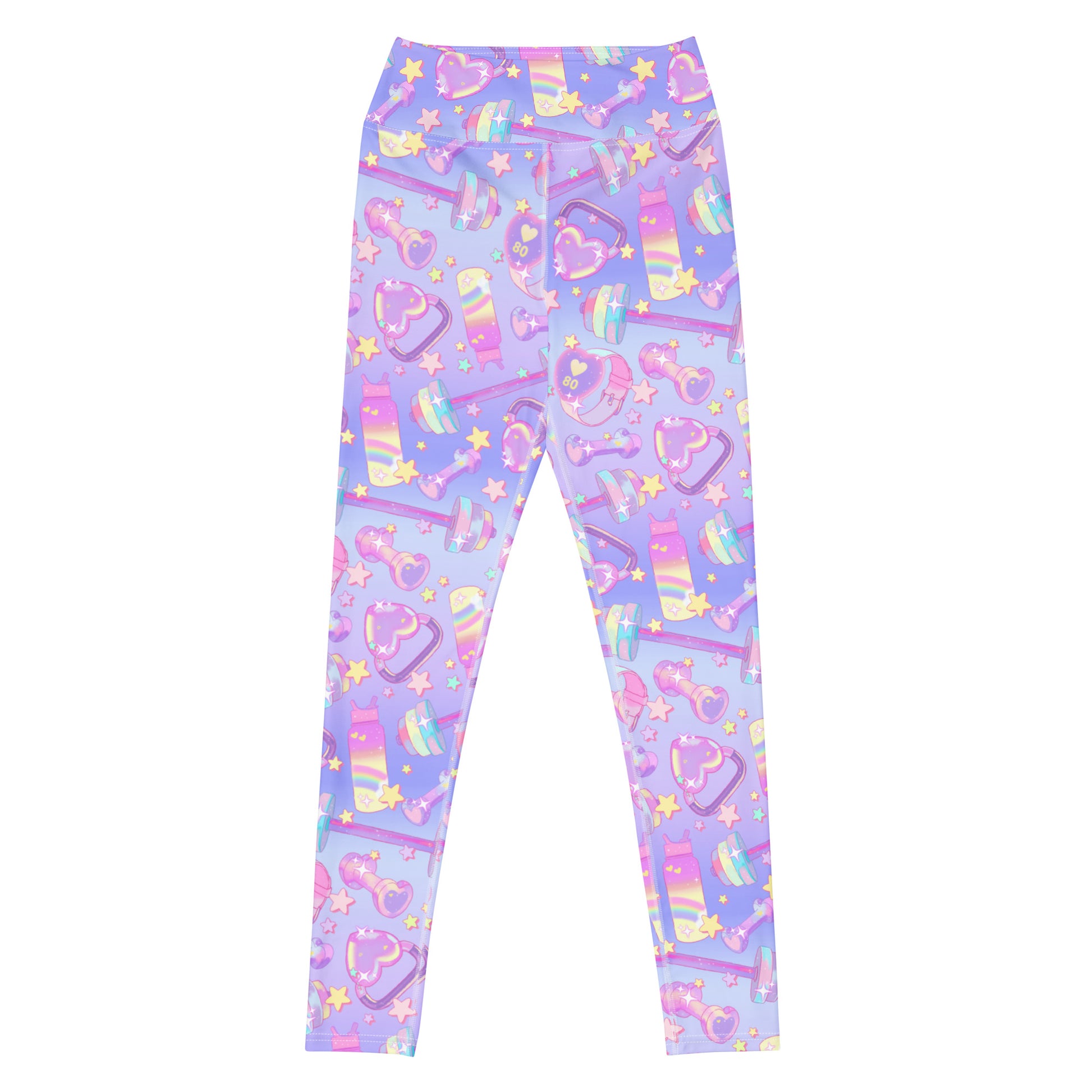 High-waisted Glitter Gains Leggings in a playful pastel design, perfect for stylish workouts and comfort.