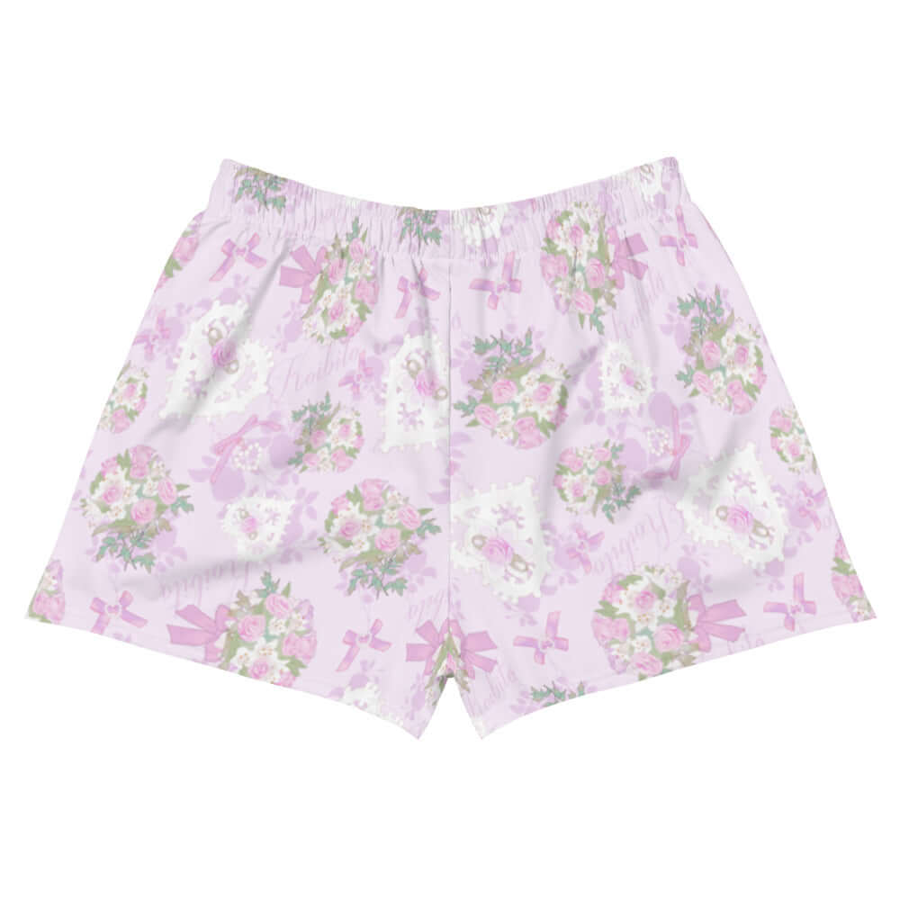 Soft pastel floral Anniversary Athletic Short Shorts, perfect for fun in the sun or at the gym. Comfy and stylish!