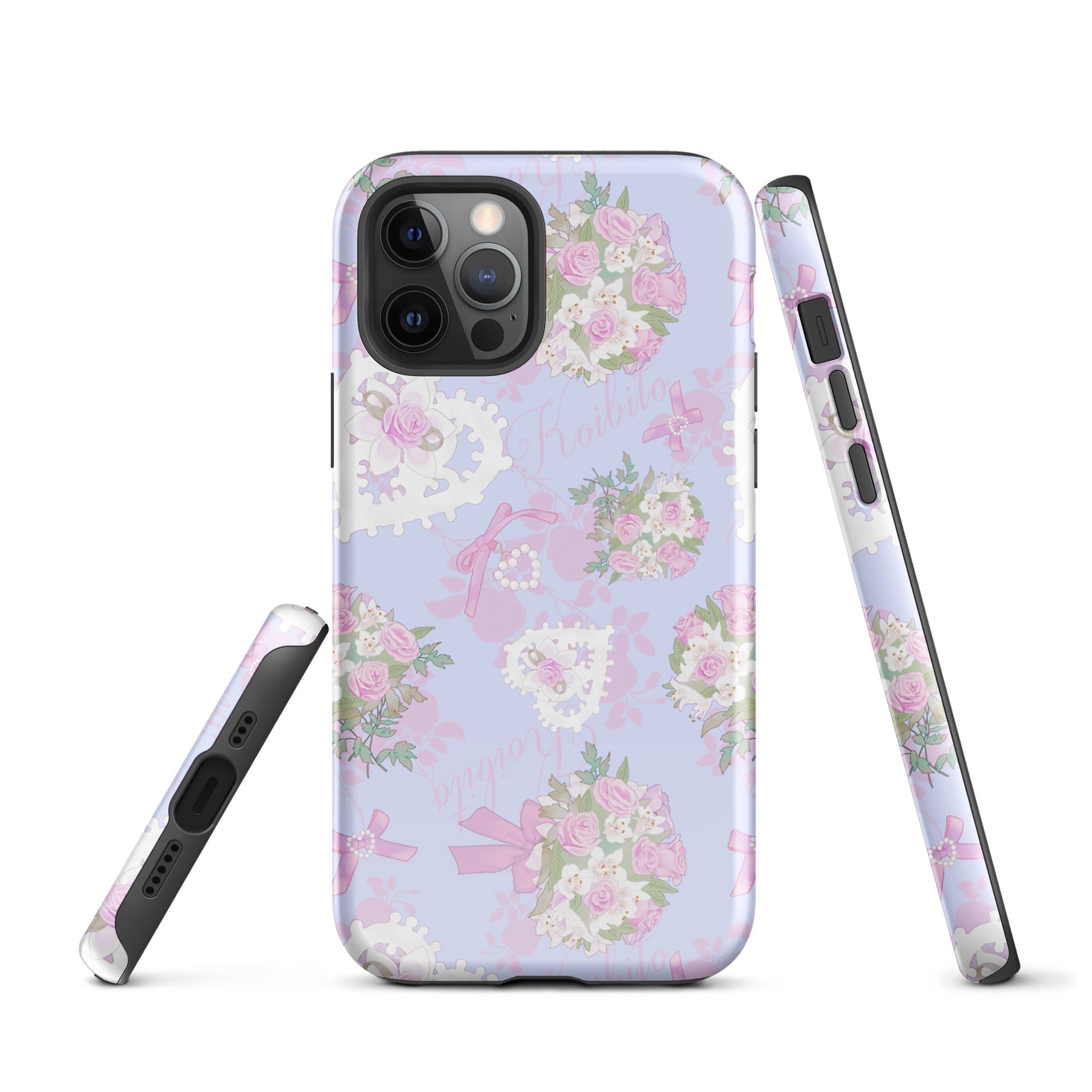 Stylish Anniversary iPhone® Tough Case featuring floral design and durable dual-layer protection for year-round safety.