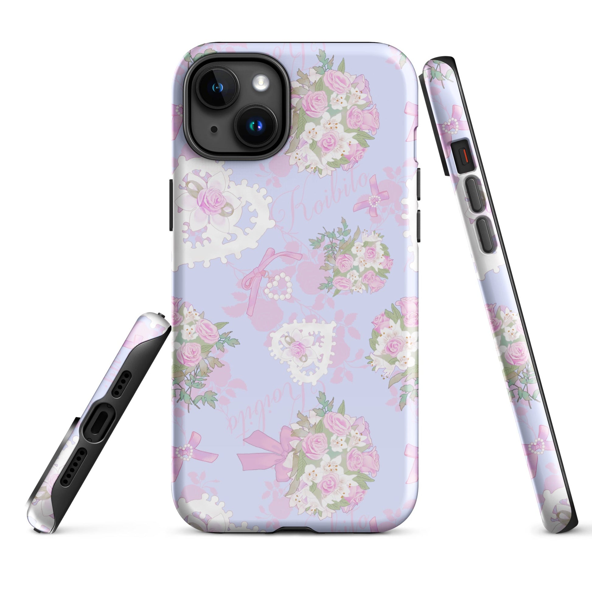 Stylish Anniversary iPhone® Tough Case features floral design with dual-layer protection for ultimate safety and style.
