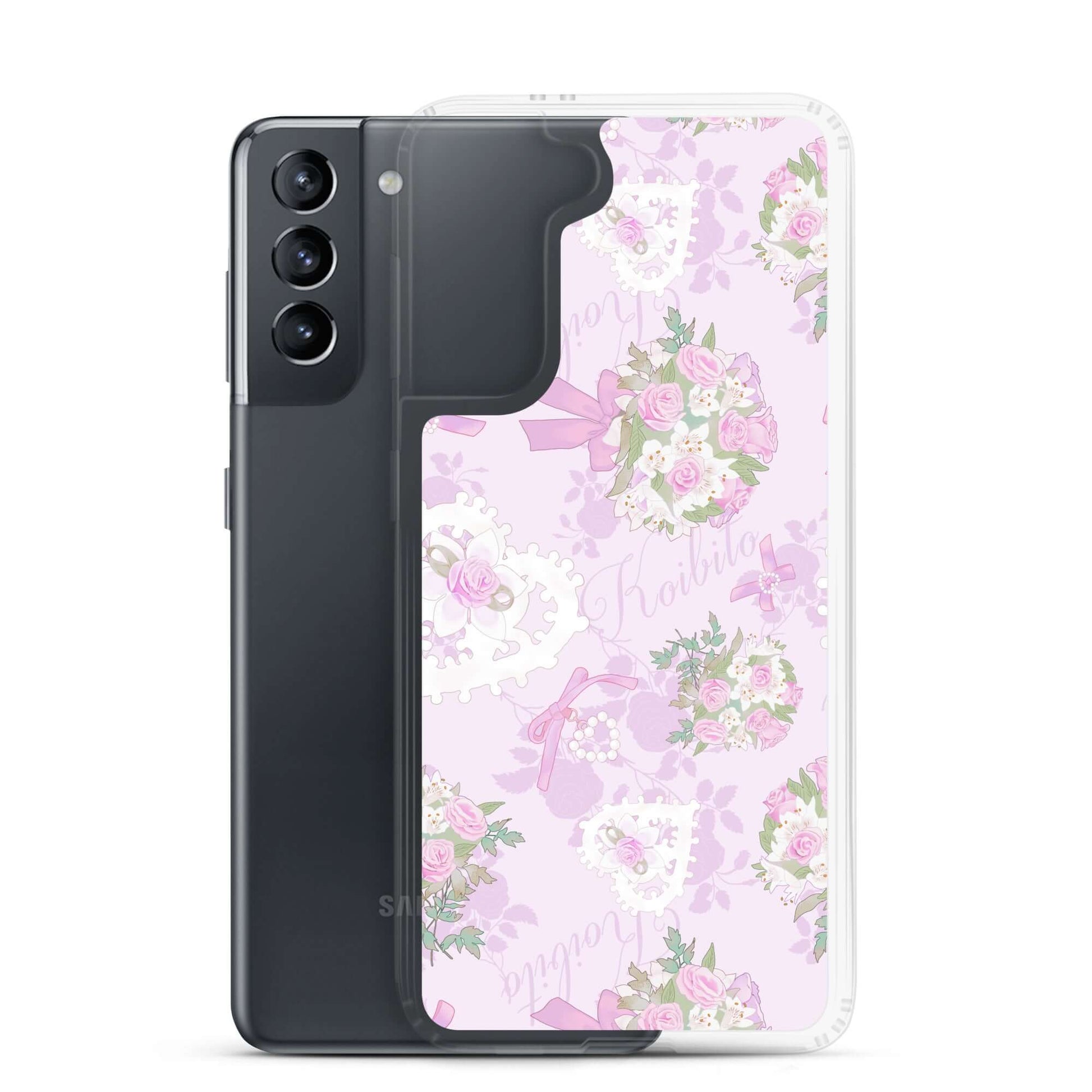 Stylish Anniversary Samsung® Clear Case with floral design, perfect for protecting your Galaxy S21 in elegance.