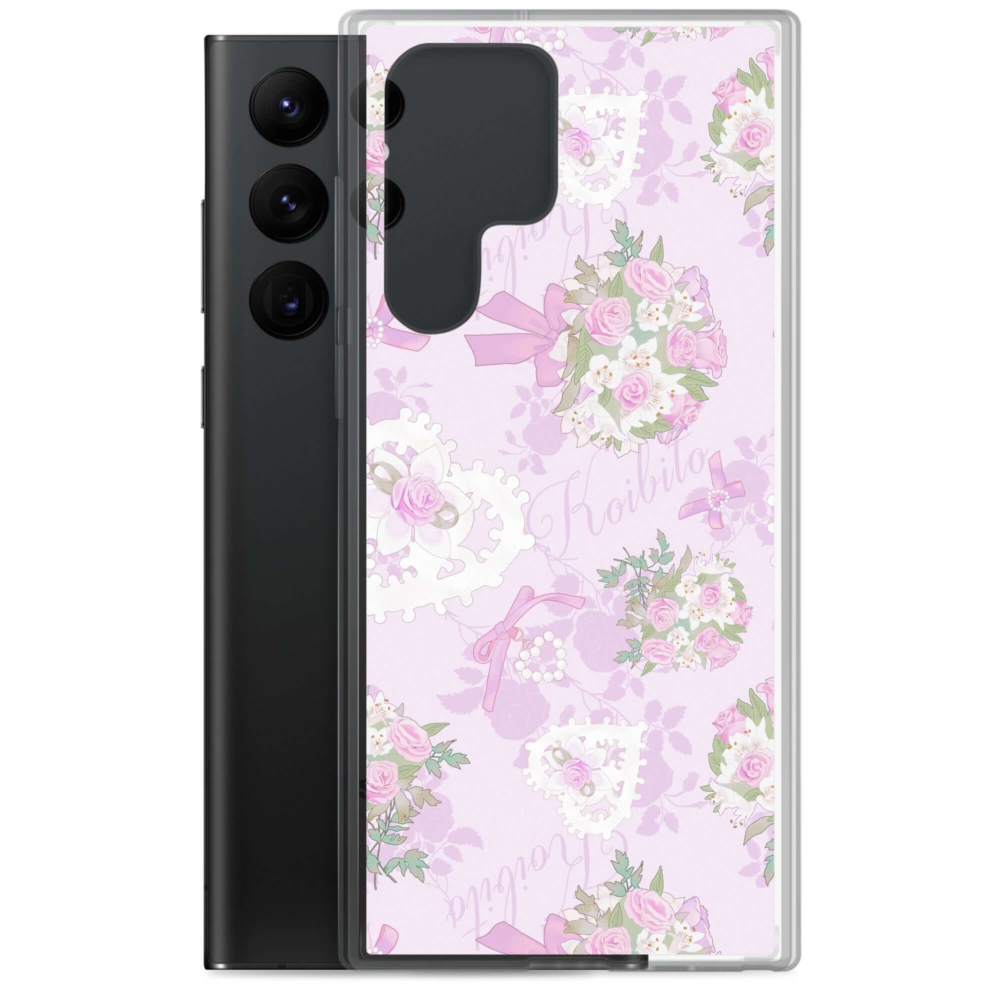 Stylish Anniversary Samsung® Clear Case featuring floral design, perfect for protecting your Galaxy S22 Ultra.