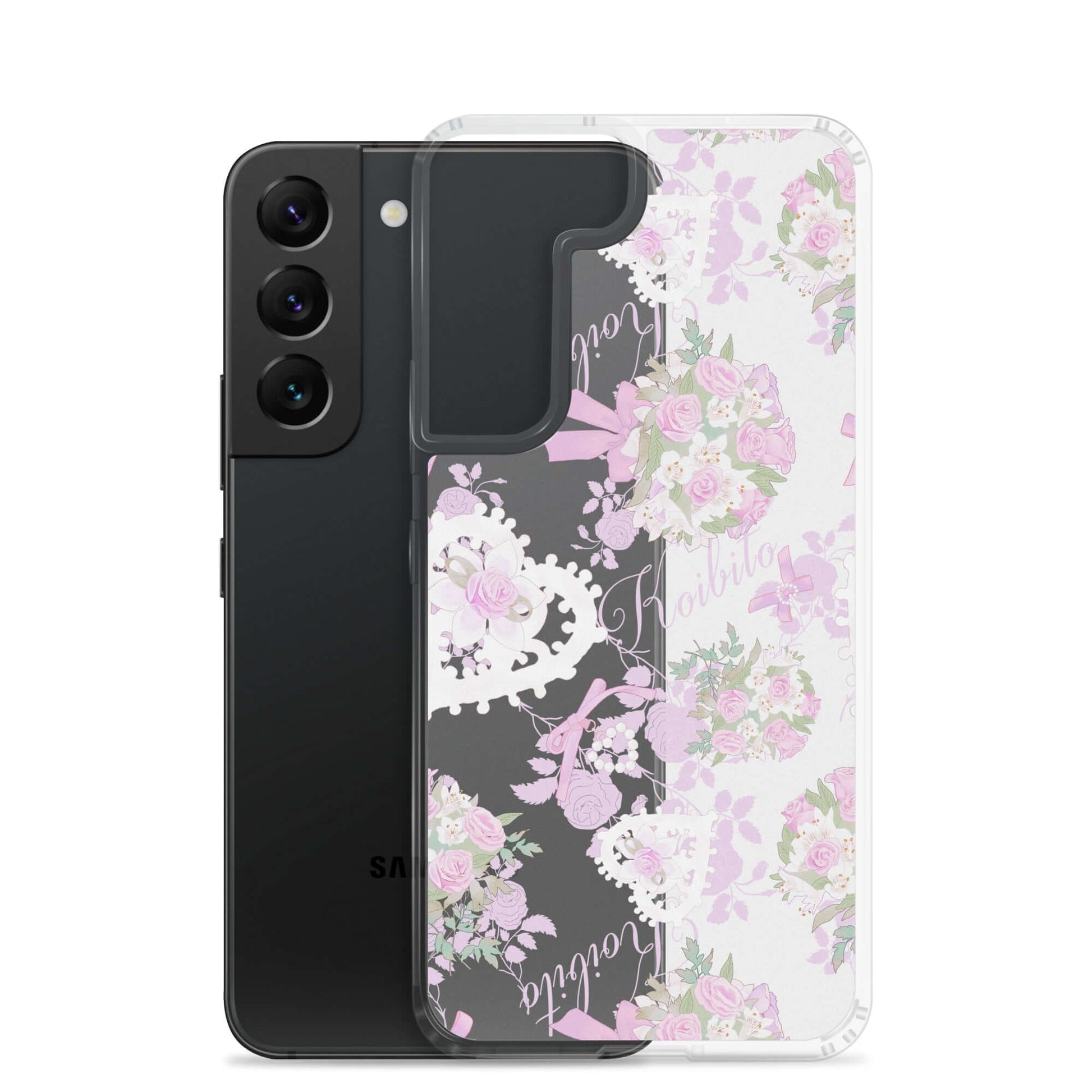 Stylish Anniversary Samsung® Clear Case featuring floral design, perfect for protecting your phone in style.