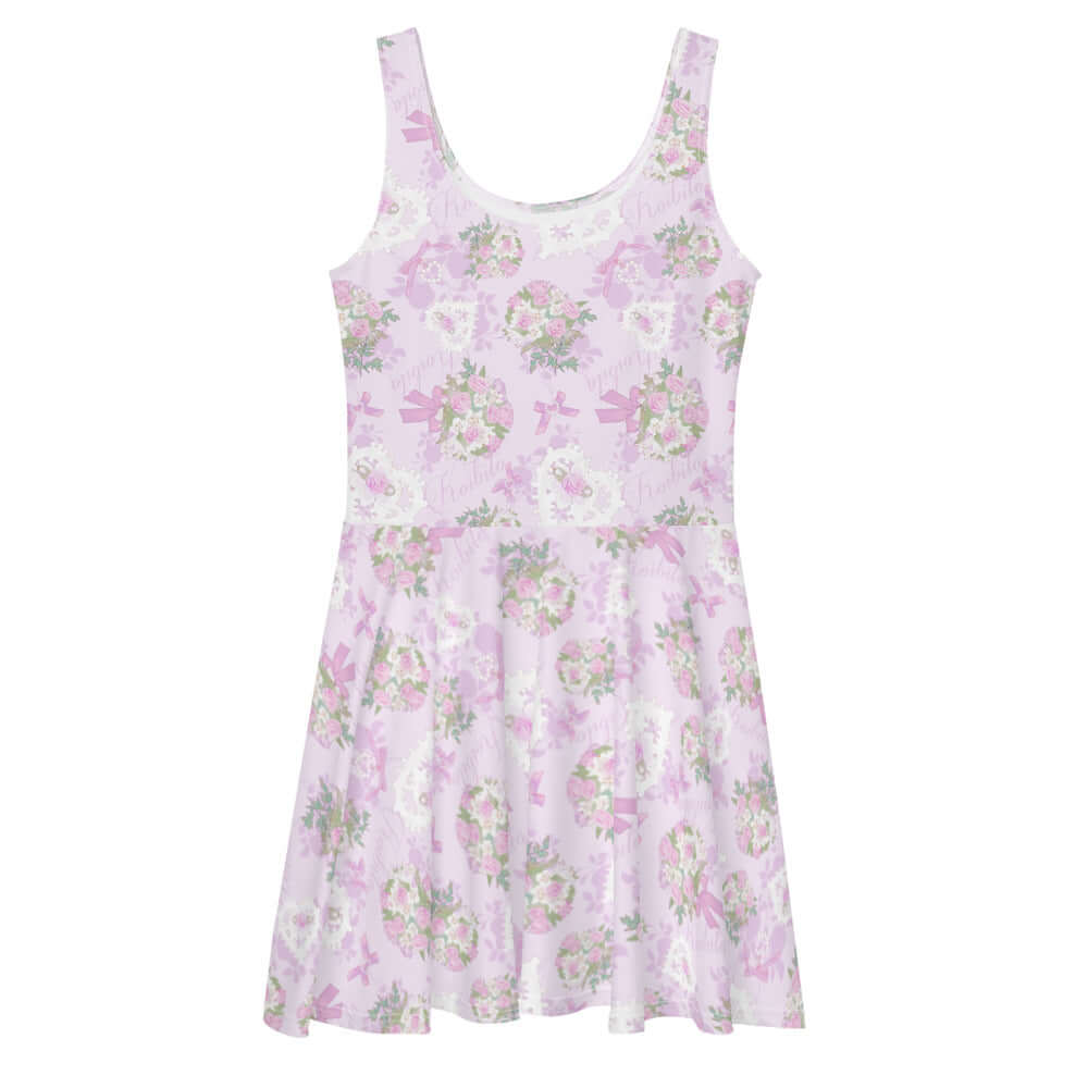 Floral-patterned Anniversary Skater Dress with flared skirt, perfect for embracing femininity and style.