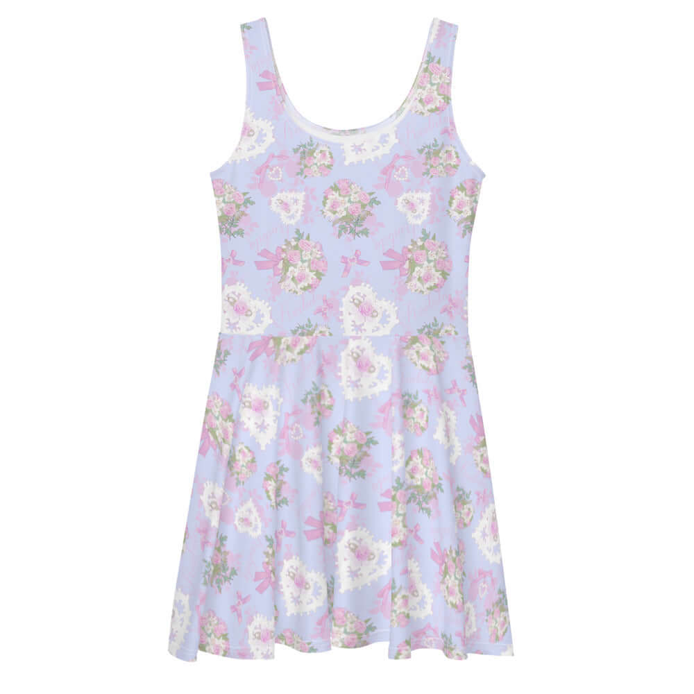Floral Anniversary Skater Dress with soft fabric and flared skirt, perfect for a feminine and elegant look.