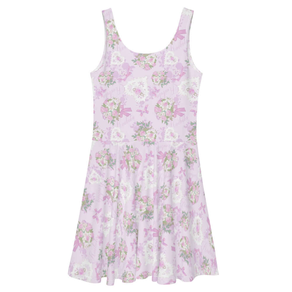 Floral-patterned Anniversary Skater Dress features a soft fabric and flared skirt, perfect for any occasion.