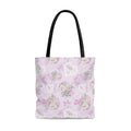 Stylish Anniversary Tote Bag (Pink) with floral design, perfect for elegant outfits and daily use.