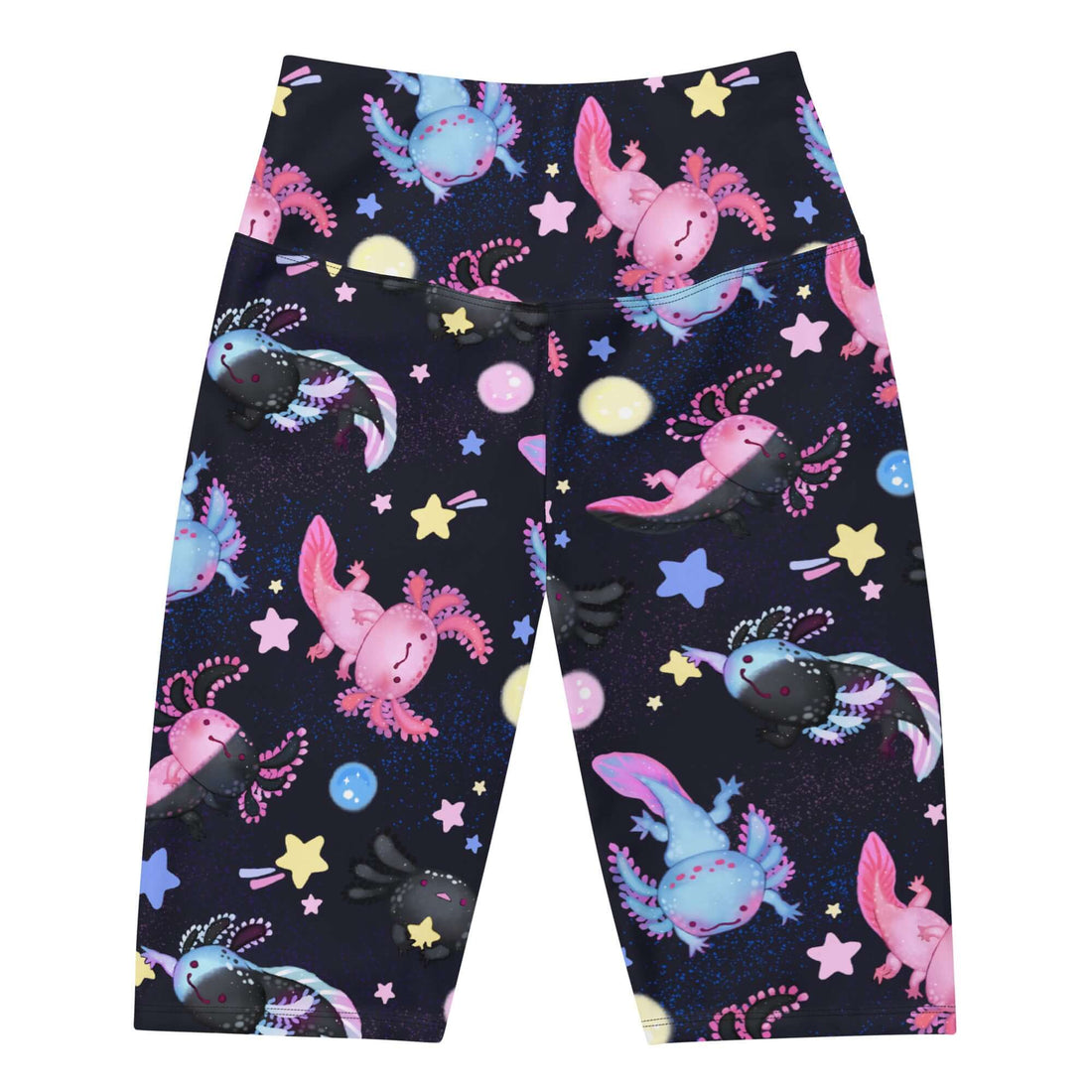 High-waisted Axolotl Biker Shorts featuring a playful design for stylish comfort and effortless movement.