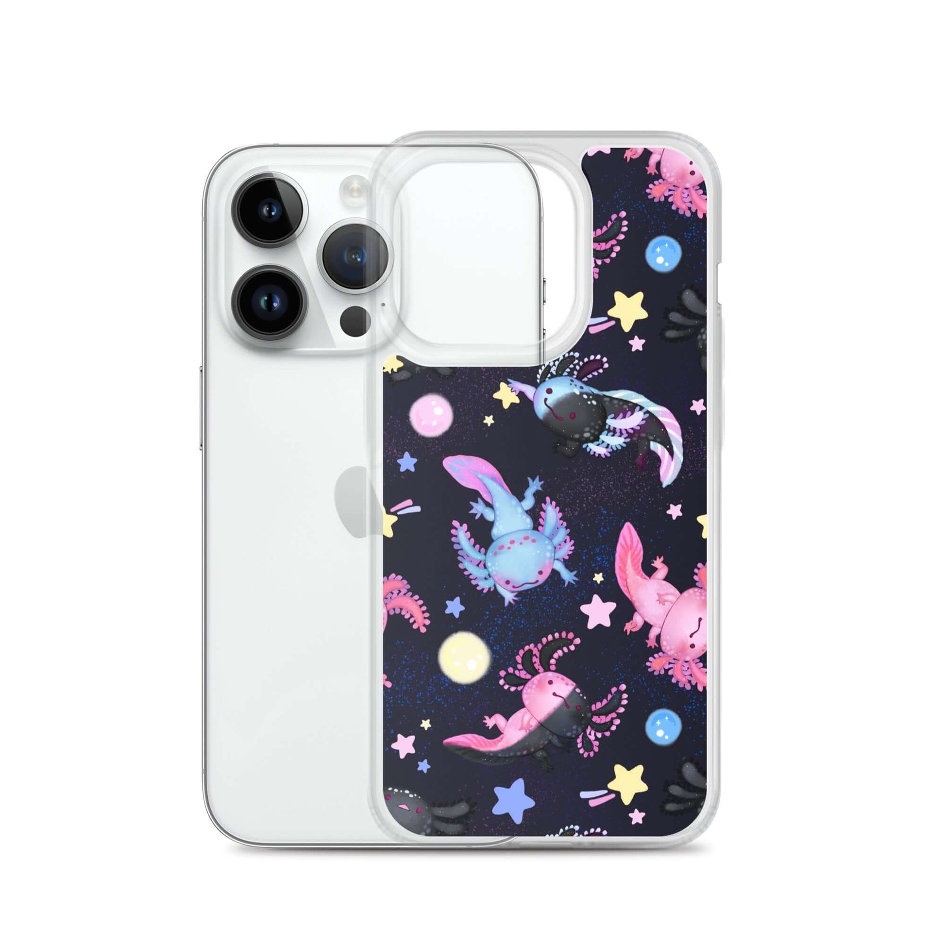 Colorful Axolotl iPhone® Clear Case showcases vibrant designs while offering reliable protection against scratches and dirt.