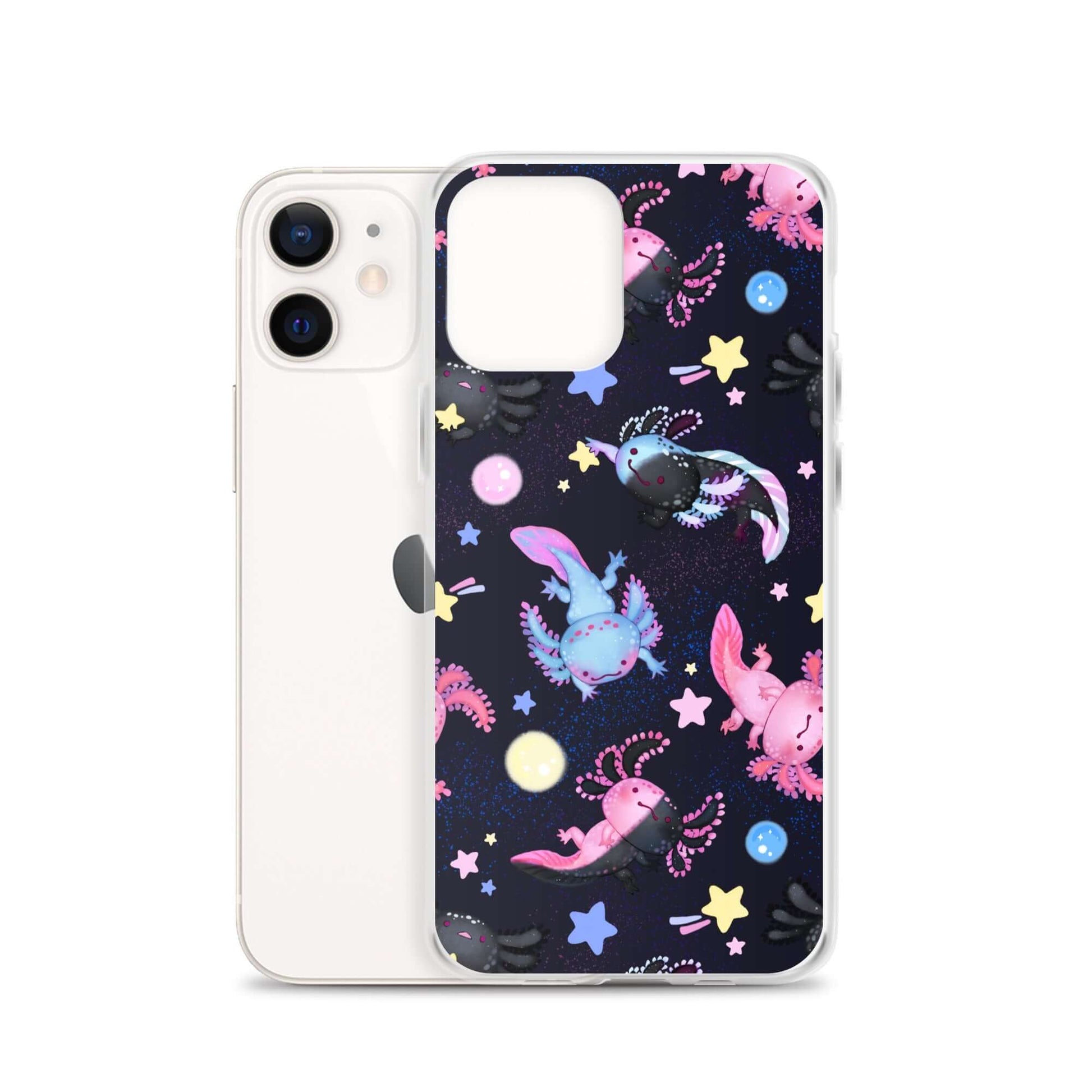 Colorful Axolotl iPhone® Clear Case, offering stylish protection against scratches and dust for your device.
