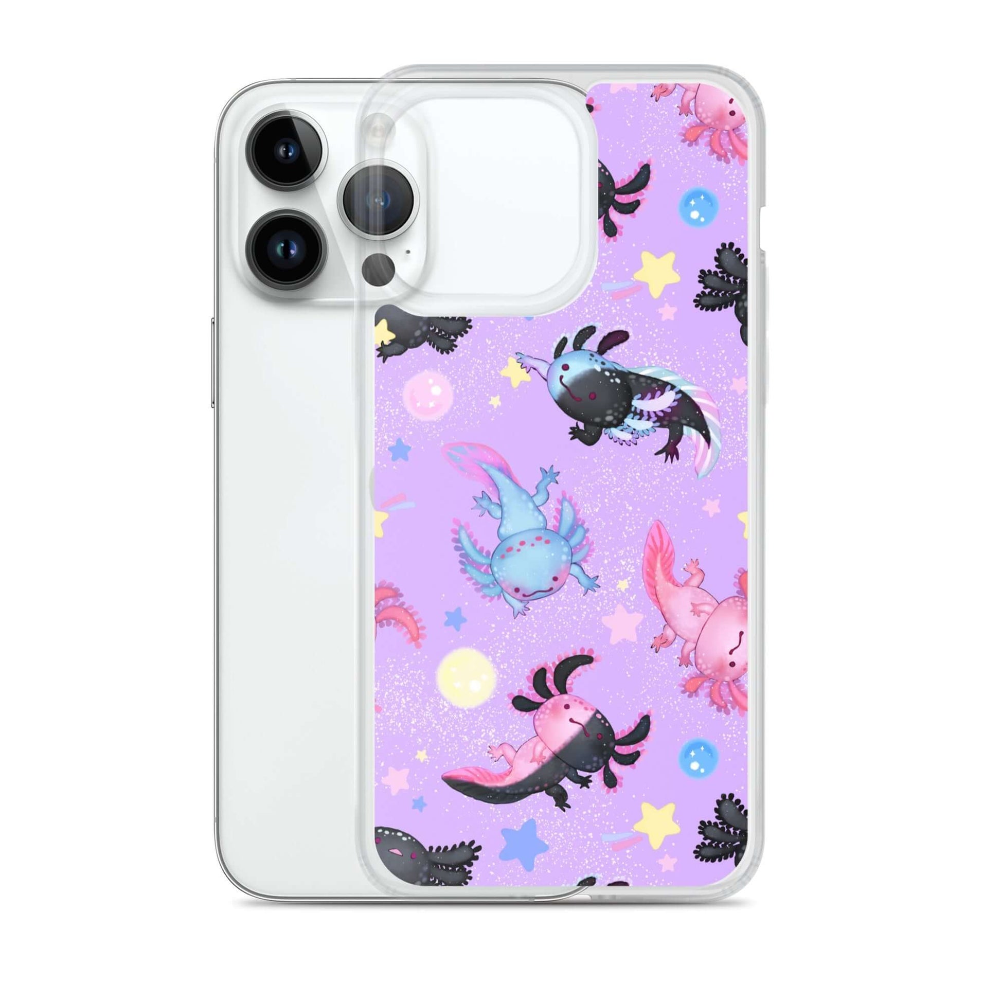 Colorful Axolotl iPhone® Clear Case featuring a fun design, offering protection against scratches and dirt.