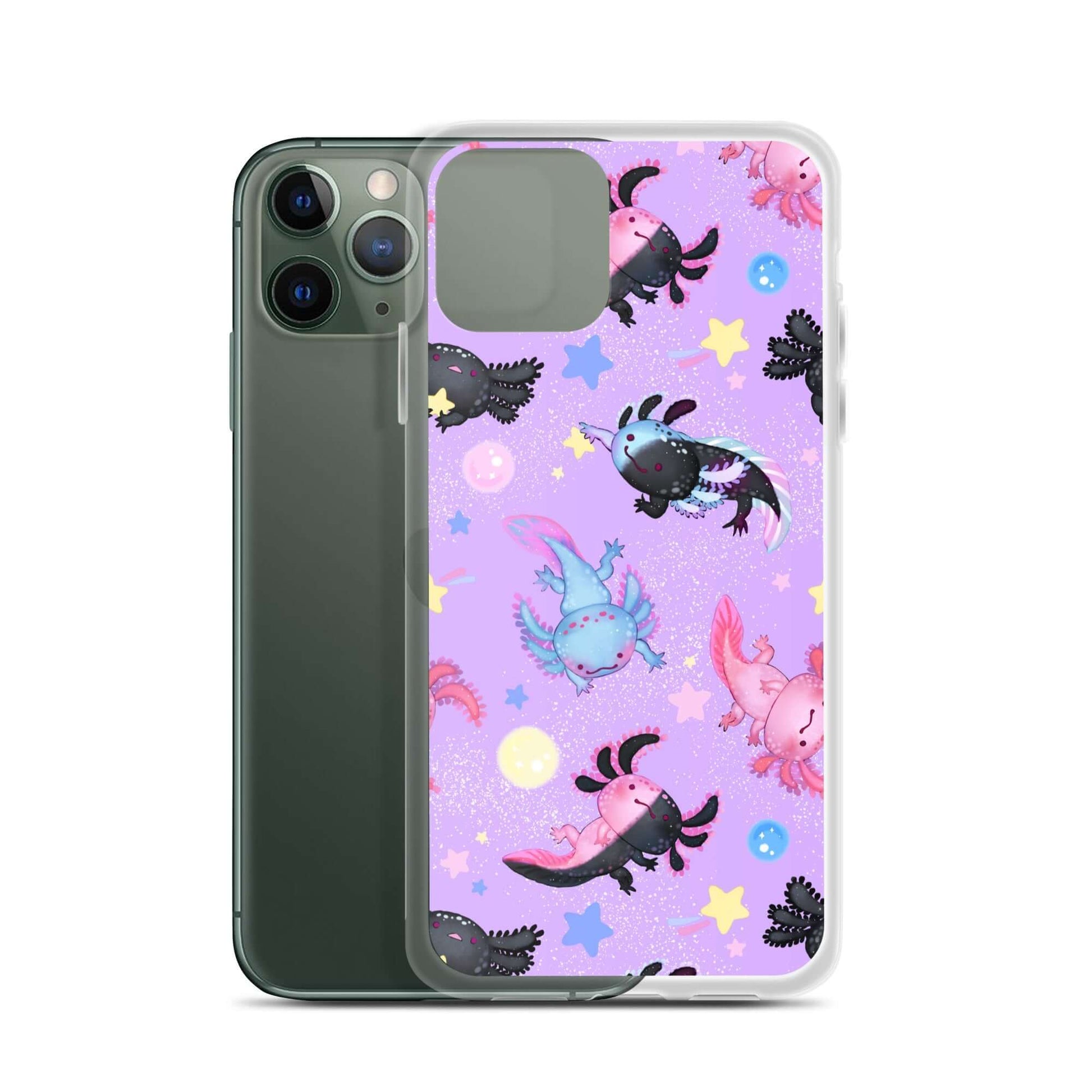 Protect your phone stylishly with the Axolotl iPhone® Clear Case featuring vibrant axolotl designs.