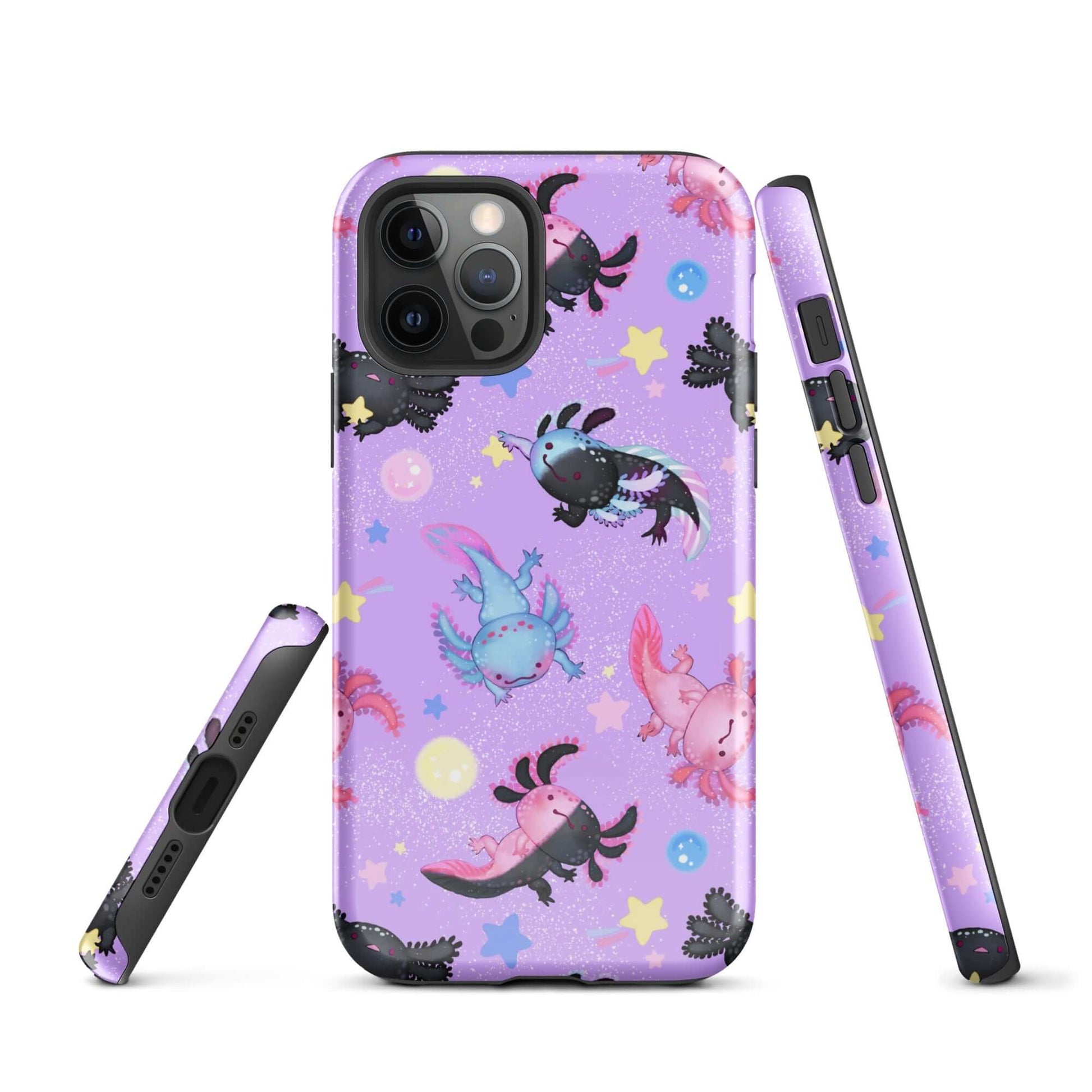 Colorful Axolotl iPhone® Tough Case featuring a durable, dual-layer design for stylish phone protection.