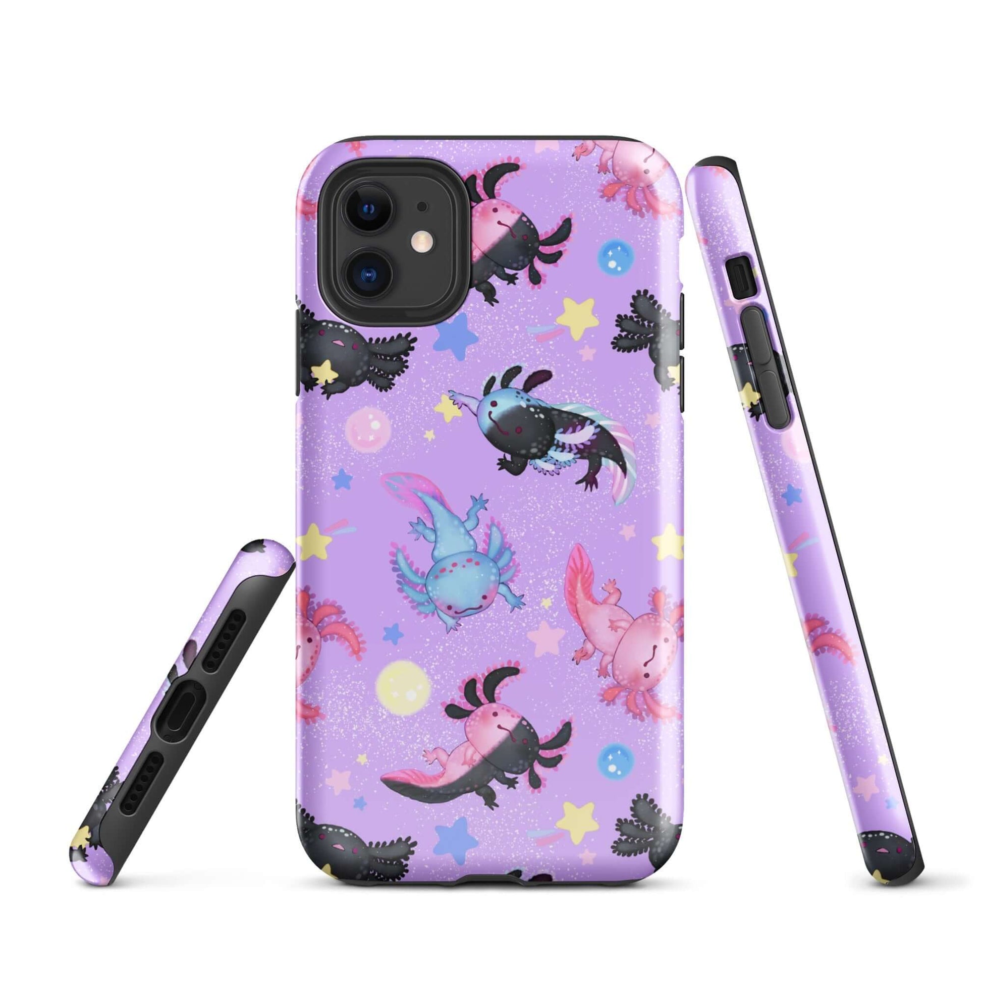 Stylish Axolotl iPhone® Tough Case featuring vibrant designs, dual-layered for optimal protection and impact absorption.