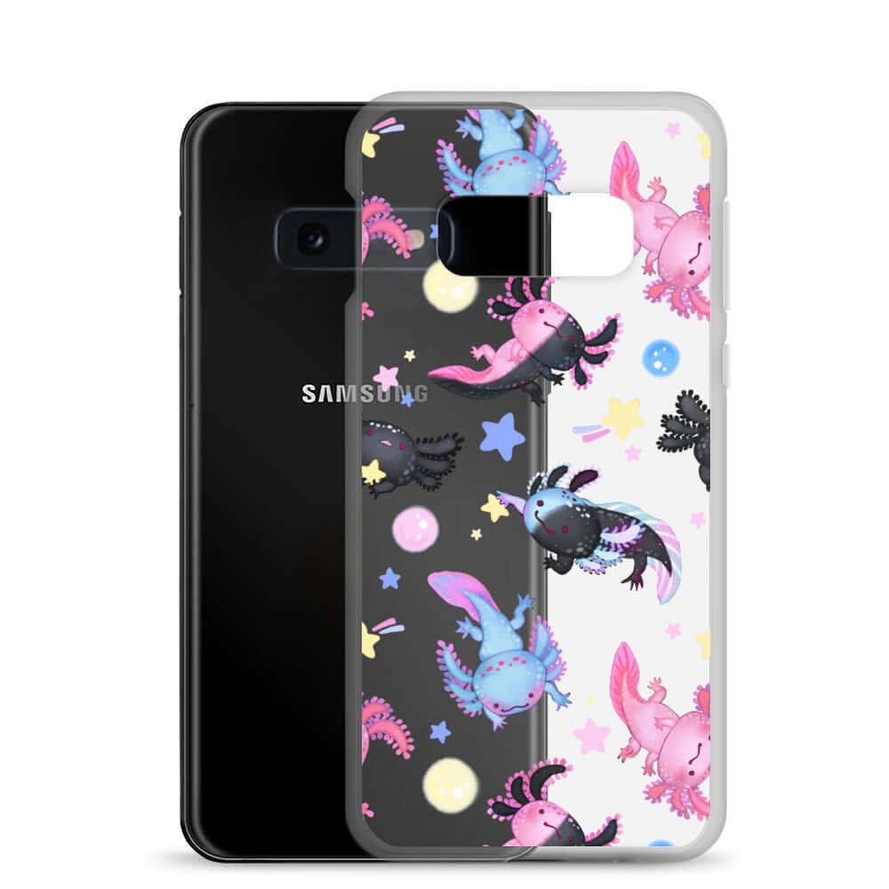 Stylish Axolotl Samsung® Clear Case showcasing vibrant axolotl designs, perfect for protection and personal flair.