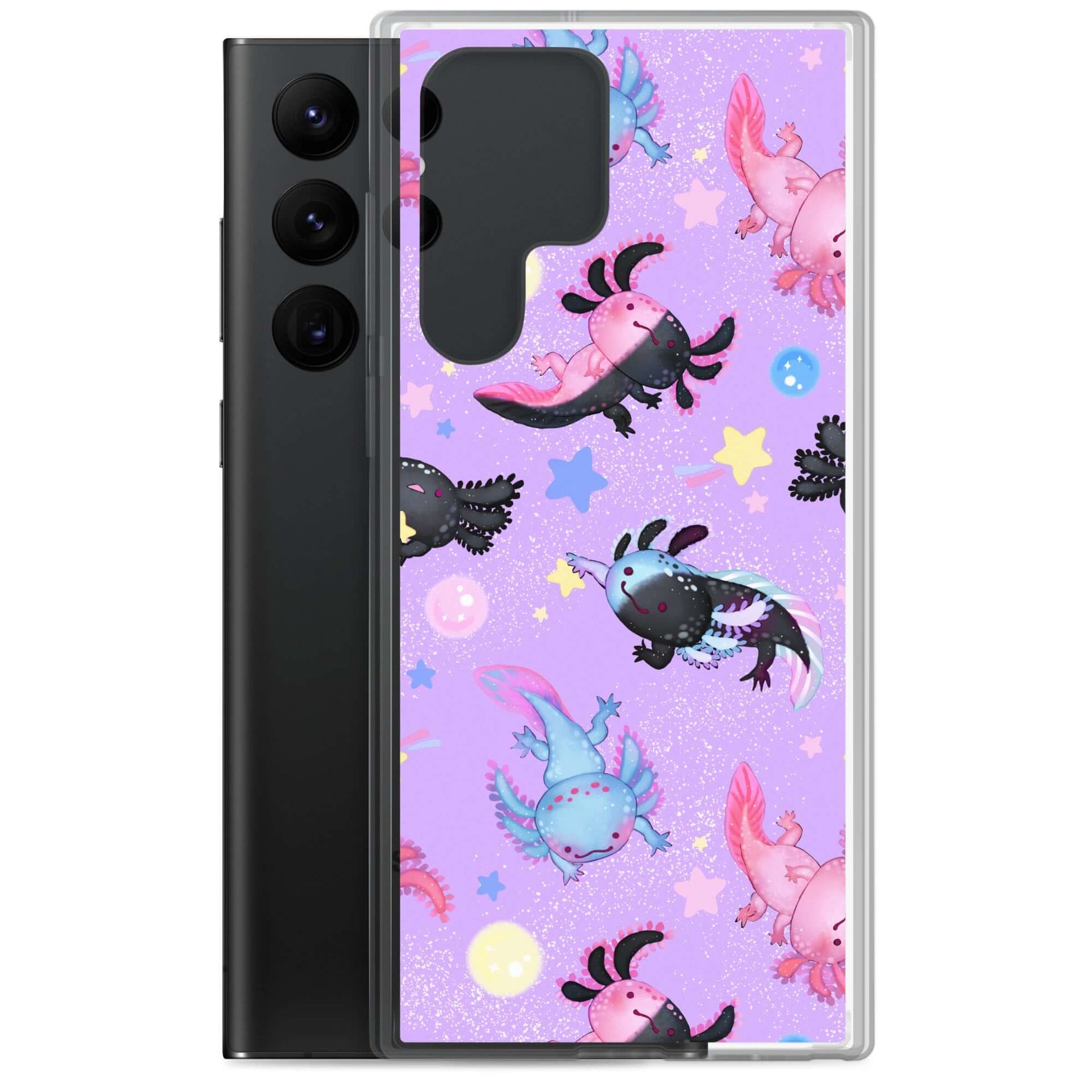 Colorful Axolotl Samsung® Clear Case showcases playful designs, offering stylish protection for your Galaxy phone.