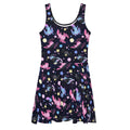 Colorful Axolotl Skater Dress features playful axolotls and stars, perfect for summer outings and casual wear.