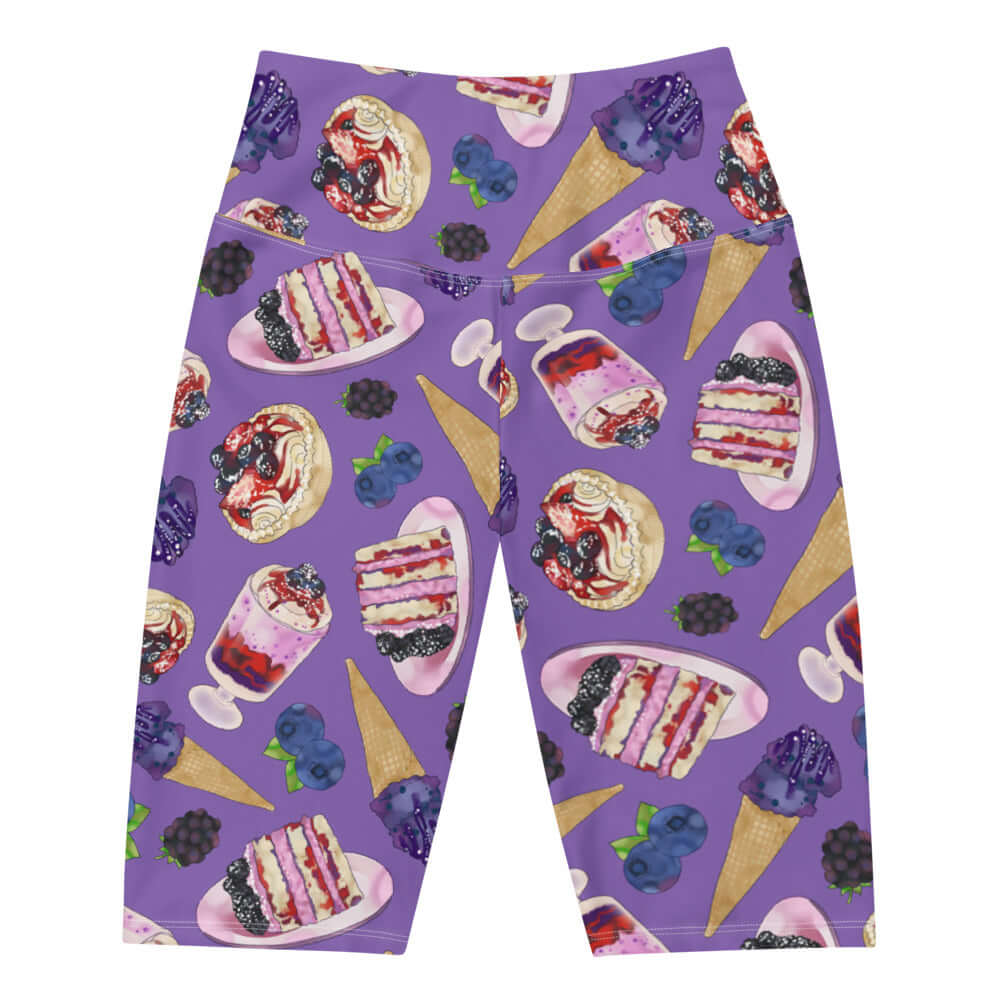 High-waisted Berry Biker Shorts with a fun dessert print, perfect for comfort and style on the go.