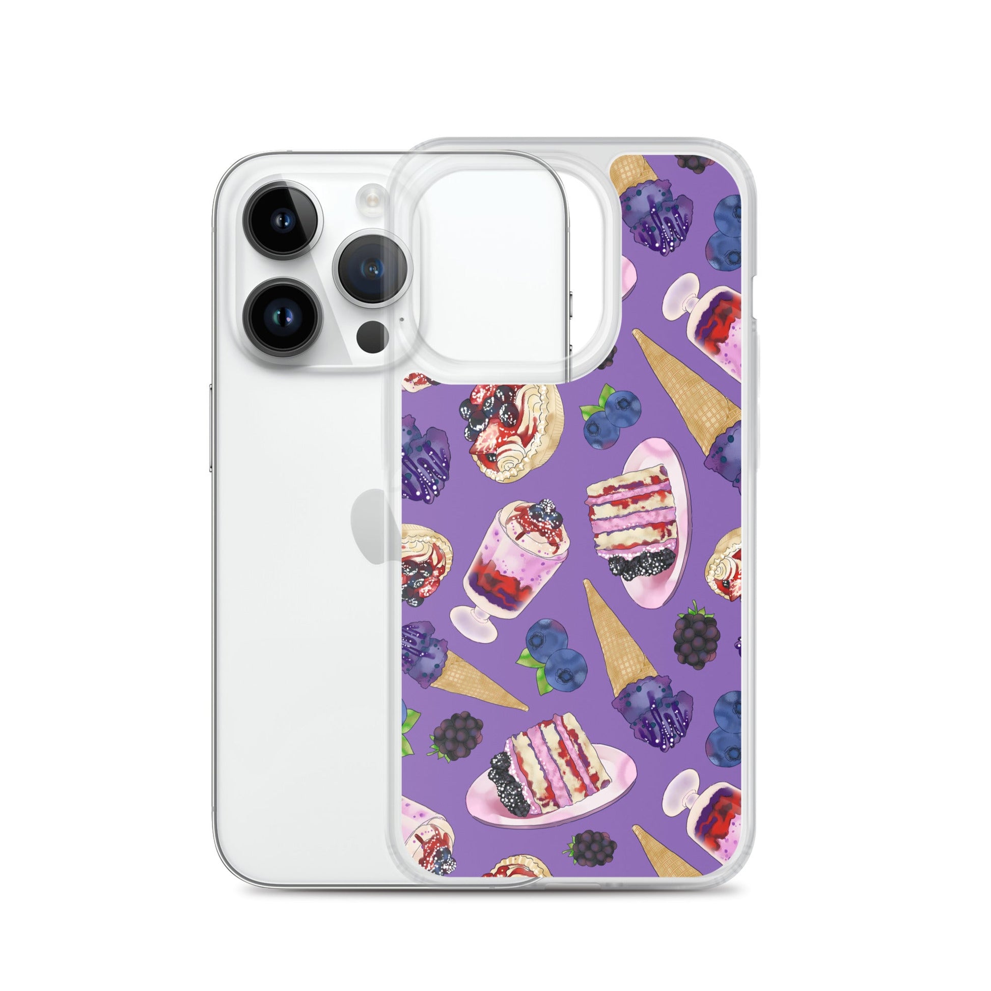 Showcasing the Berry iPhone® Clear Case, designed for protection against scratches and dirt with a sleek, flexible design.