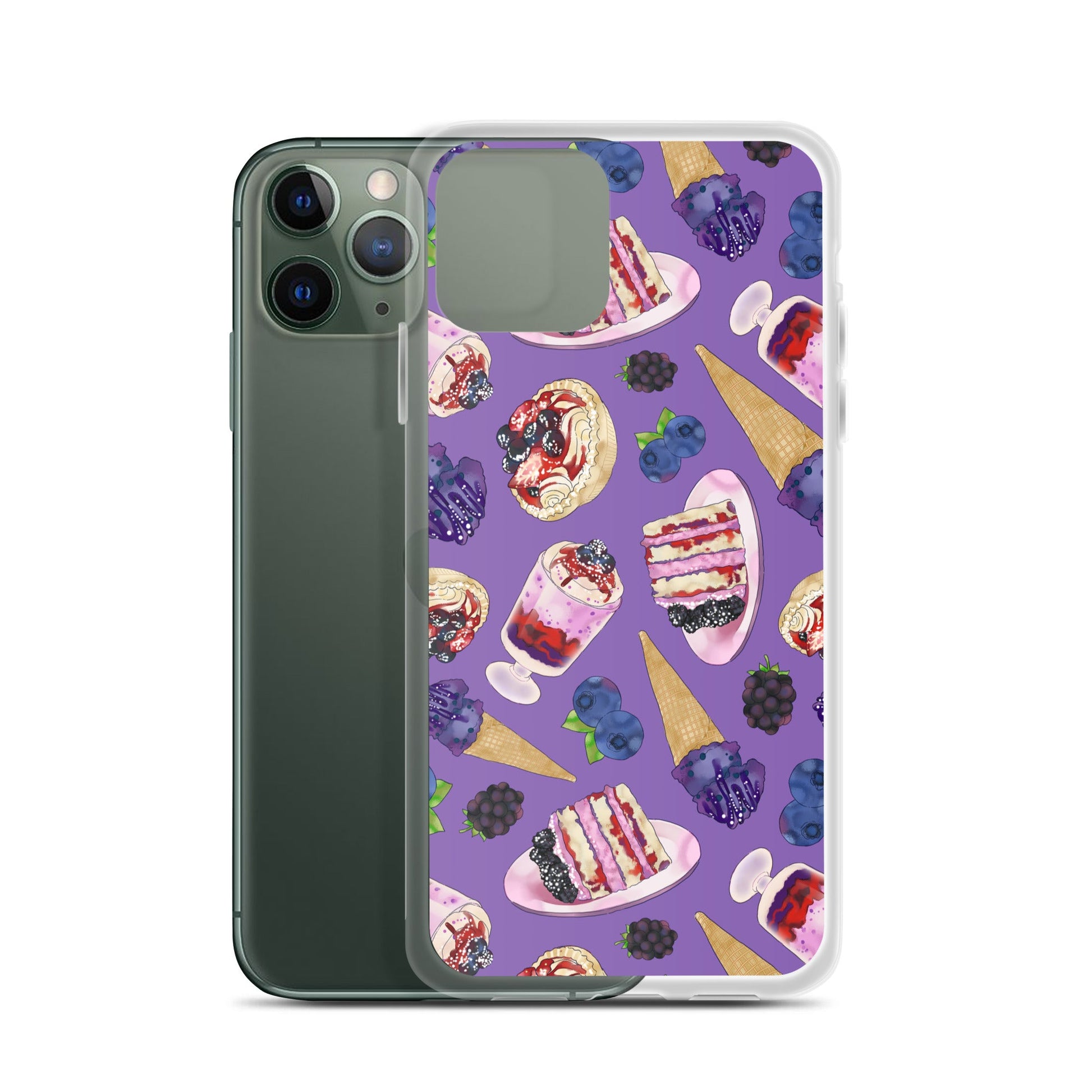 Sleek Berry iPhone® Clear Case with solid back and flexible sides, protecting against scratches and dirt.