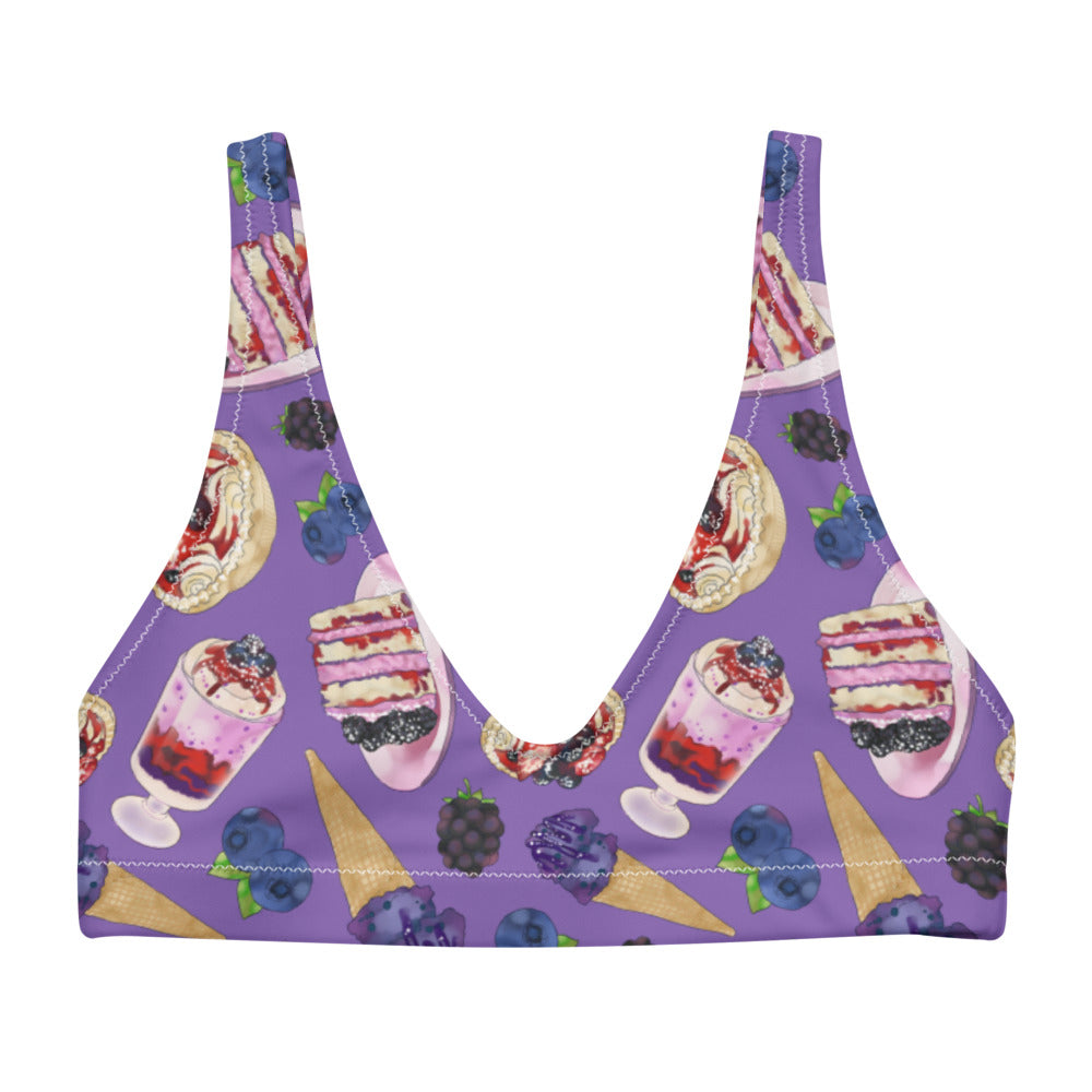 Berry Padded Bikini Top in vibrant violet, perfect for summer outfits and comfortable with removable pads.