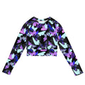 Stylish Butterfly Long-sleeved Crop Top, eco-friendly and perfect for sports and athleisure. Comfortable fit with a vibrant design.
