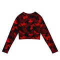 Butterfly Long-sleeved Crop Top in bold red and black butterfly print, perfect for eco-friendly athleisure wear.