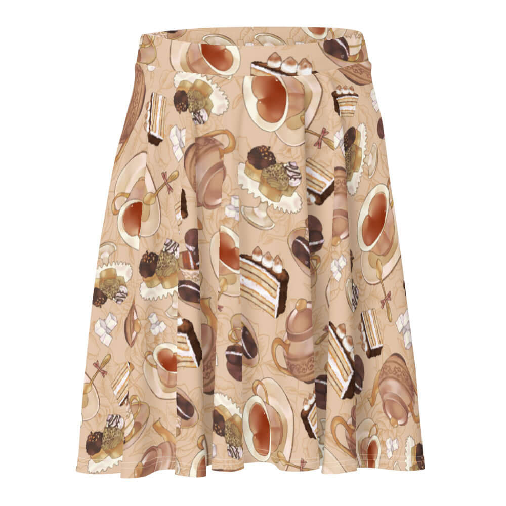 Flattering Café Skater Skirt in a stylish black and brown design, perfect for any outfit and occasion.