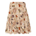 Stylish Café Skater Skirt featuring a chic brown and black pattern, perfect for any occasion and body type.
