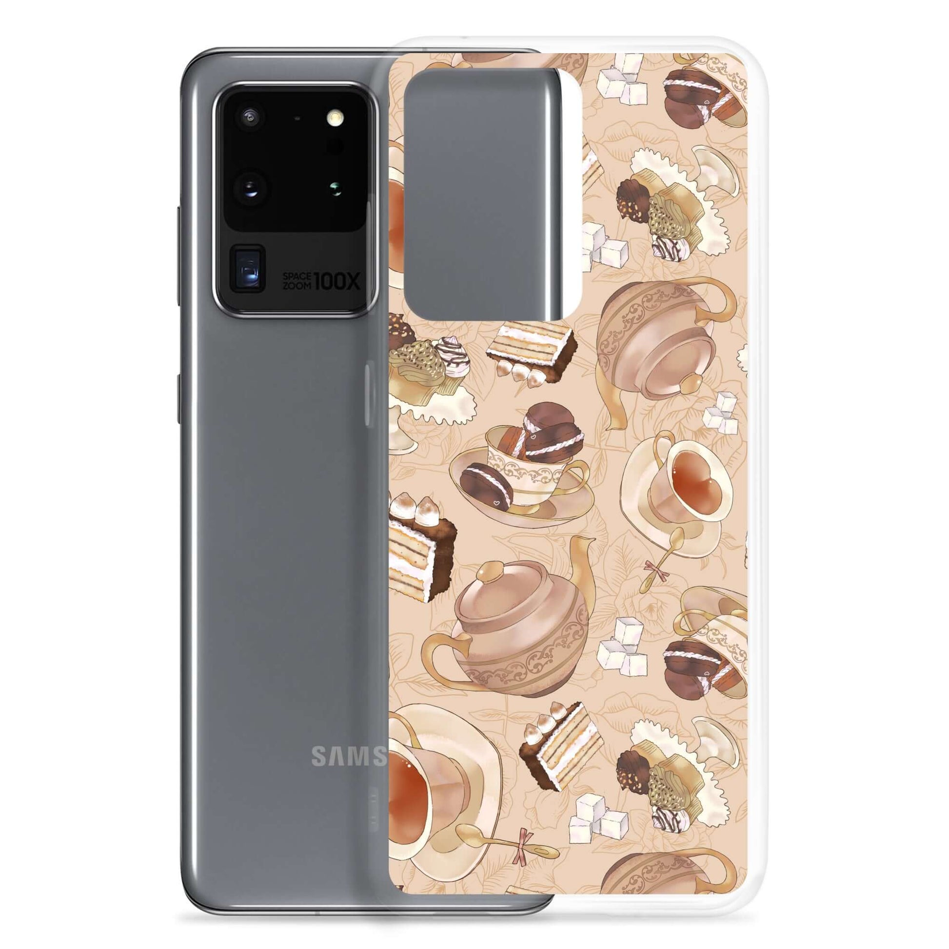 Stylish Café Samsung® Clear Case featuring a delightful dessert design, perfect for protecting your phone.