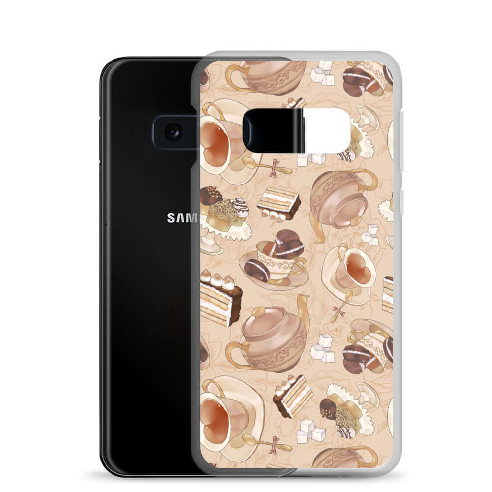 Café Samsung® Clear Case featuring a delightful design, perfect for protecting your phone in style.