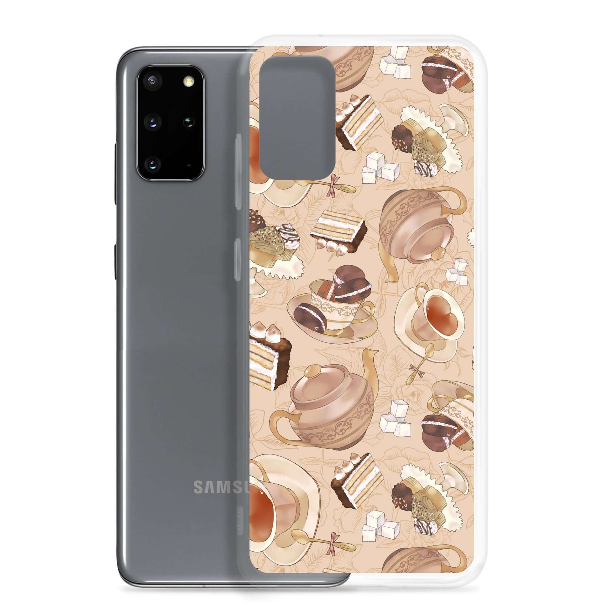 Café Samsung® Clear Case with a charming dessert design, perfect for protecting your phone stylishly.