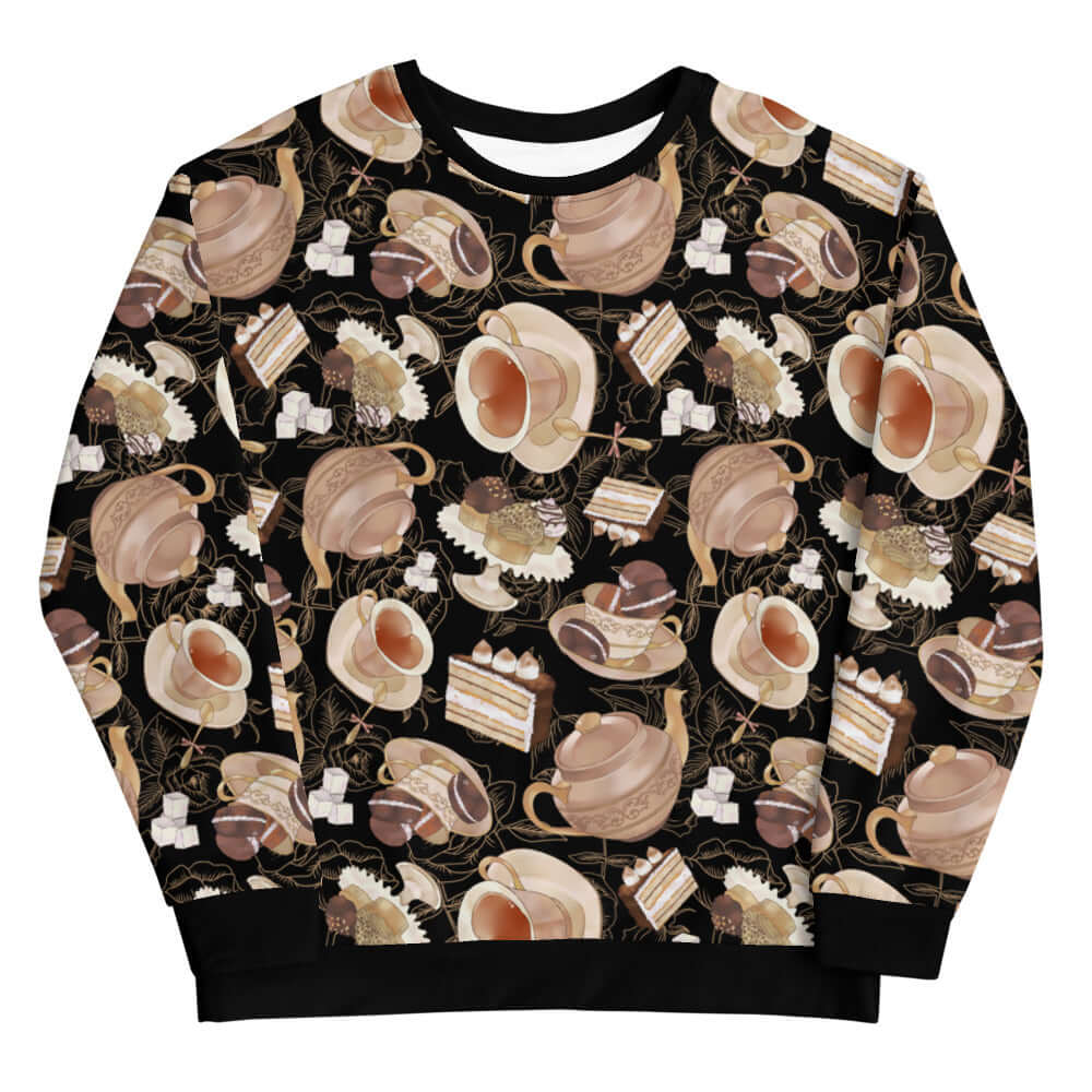 Stylish Café Sweatshirt featuring a coffee-themed design, perfect for comfort at home or casual outings.