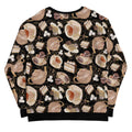 Stylish Café Sweatshirt featuring a delightful pattern of teacups and desserts, perfect for cozy gatherings.