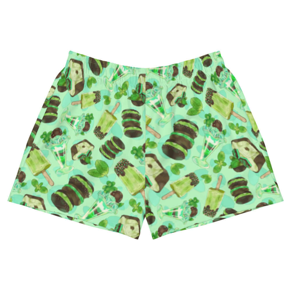 Choco Mint Athletic Short Shorts featuring a vibrant mint design, perfect for comfort and style during workouts.