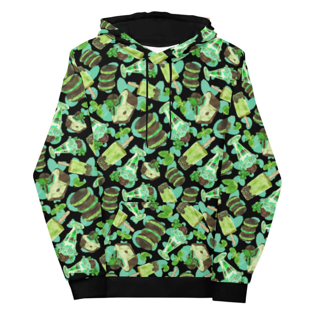 Choco Mint Hoodie featuring a vibrant mint and green pattern, perfect for adding a refreshing pop to any outfit.