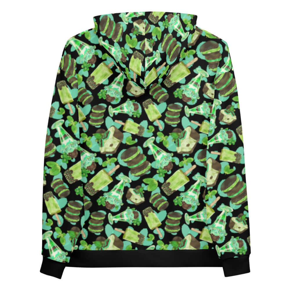 Vibrant Choco Mint Hoodie featuring a refreshing mint and green print, perfect for stylish comfort.