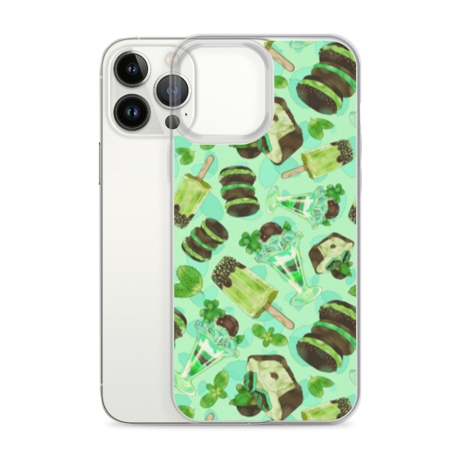 Choco Mint iPhone® Clear Case features a fun design while protecting your device from dust and scratches.