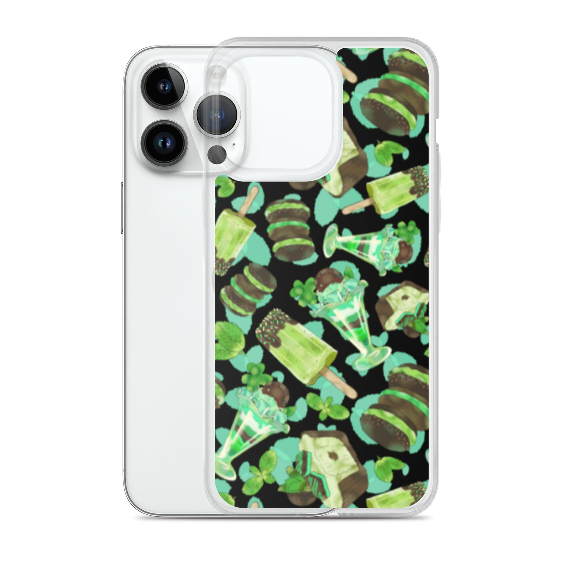 Choco Mint iPhone® Clear Case features a fun design, offering protection from scratches and easy access to ports.