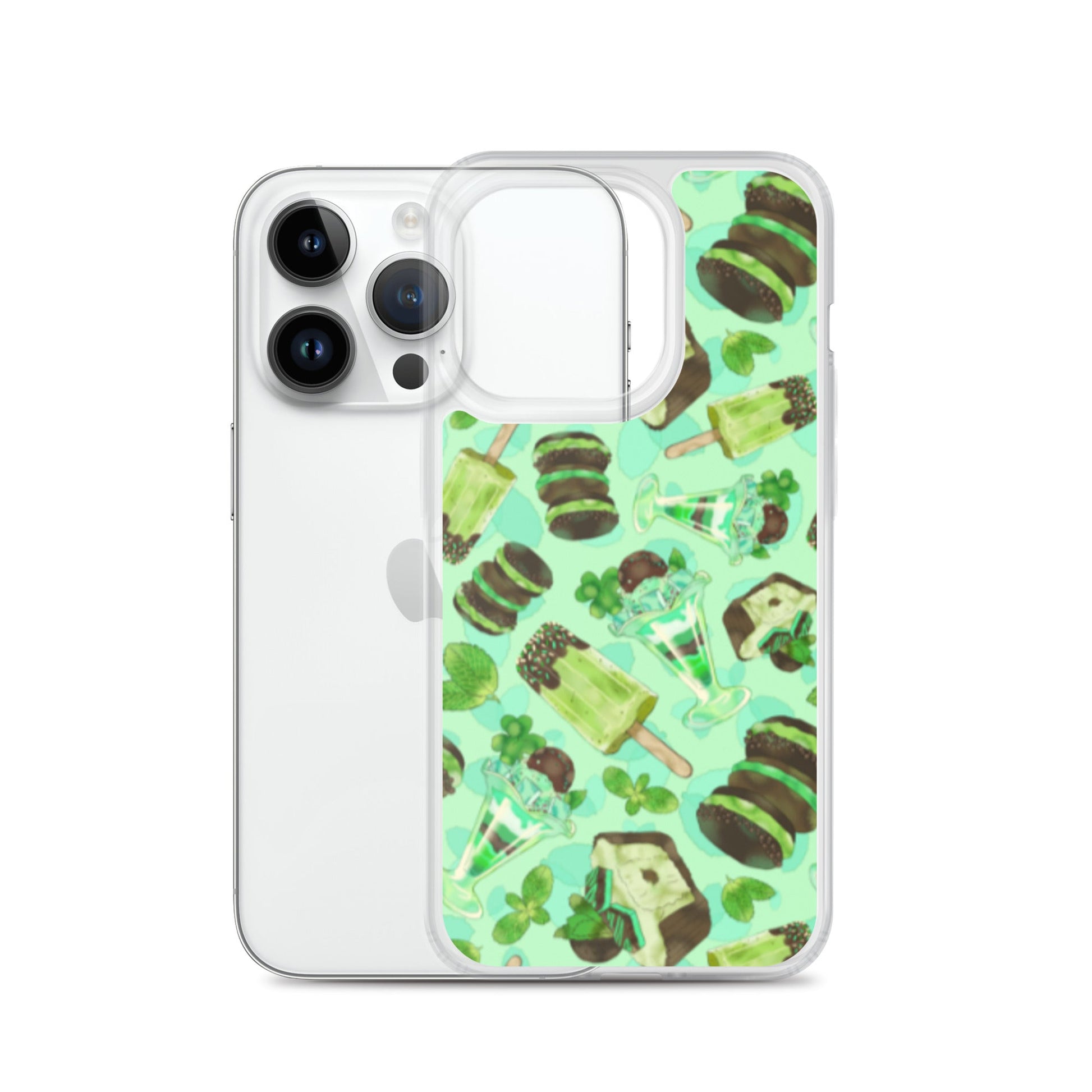 Choco Mint iPhone® Clear Case features a fun design, offering protection from scratches and easy access to ports.