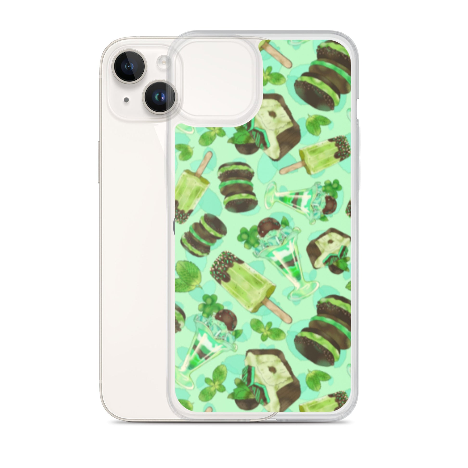 Sleek Choco Mint iPhone® Clear Case with flexible sides, protecting against scratches and dirt, perfect for style.