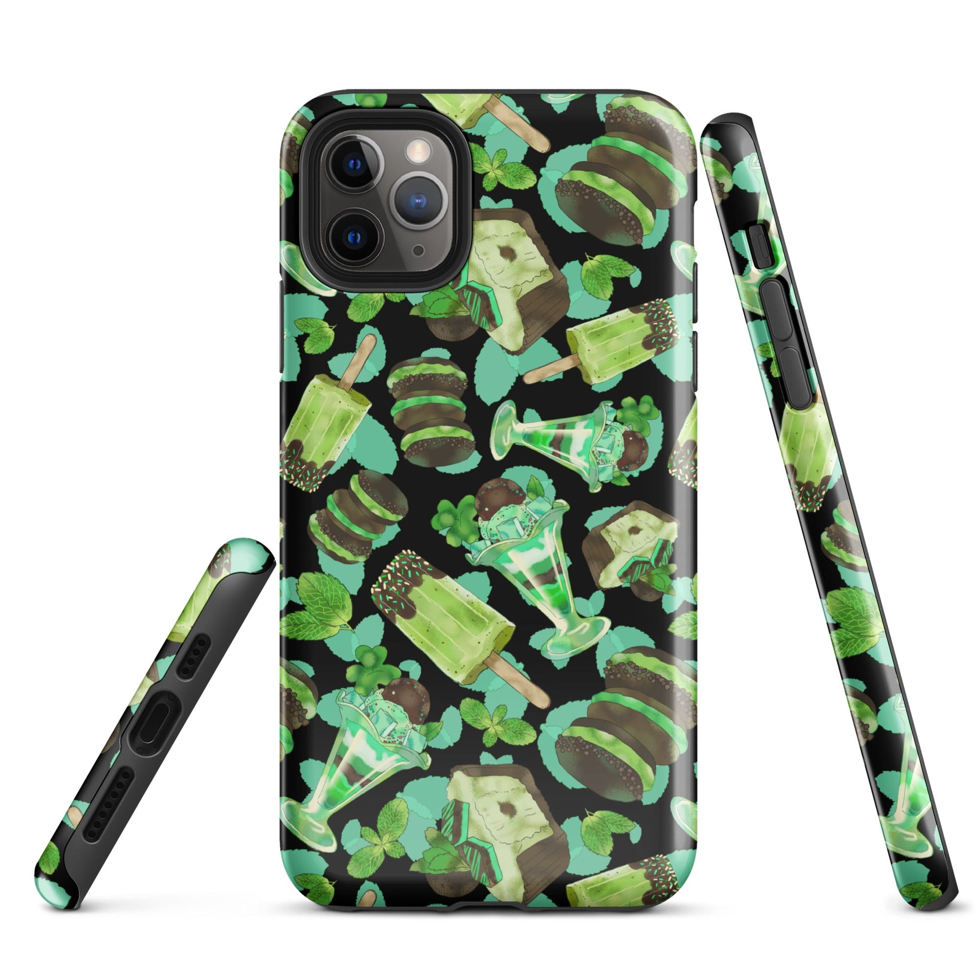 Choco Mint iPhone® Tough Case featuring a stylish mint dessert design for durable protection and trendy flair.