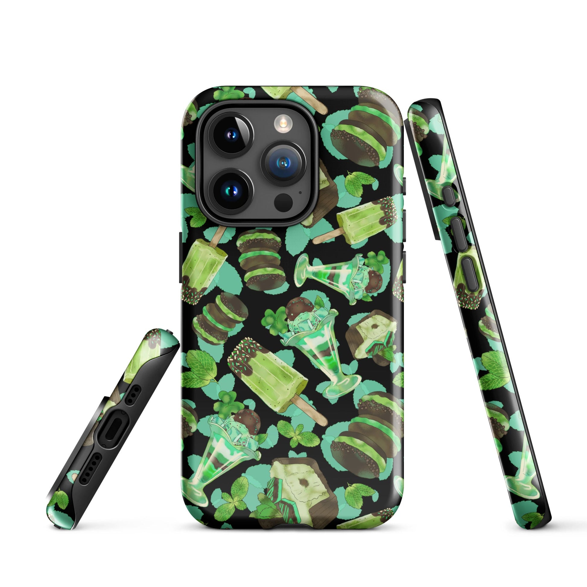 Choco Mint iPhone® Tough Case offers stylish protection with a durable dual-layer design for all-year safety.