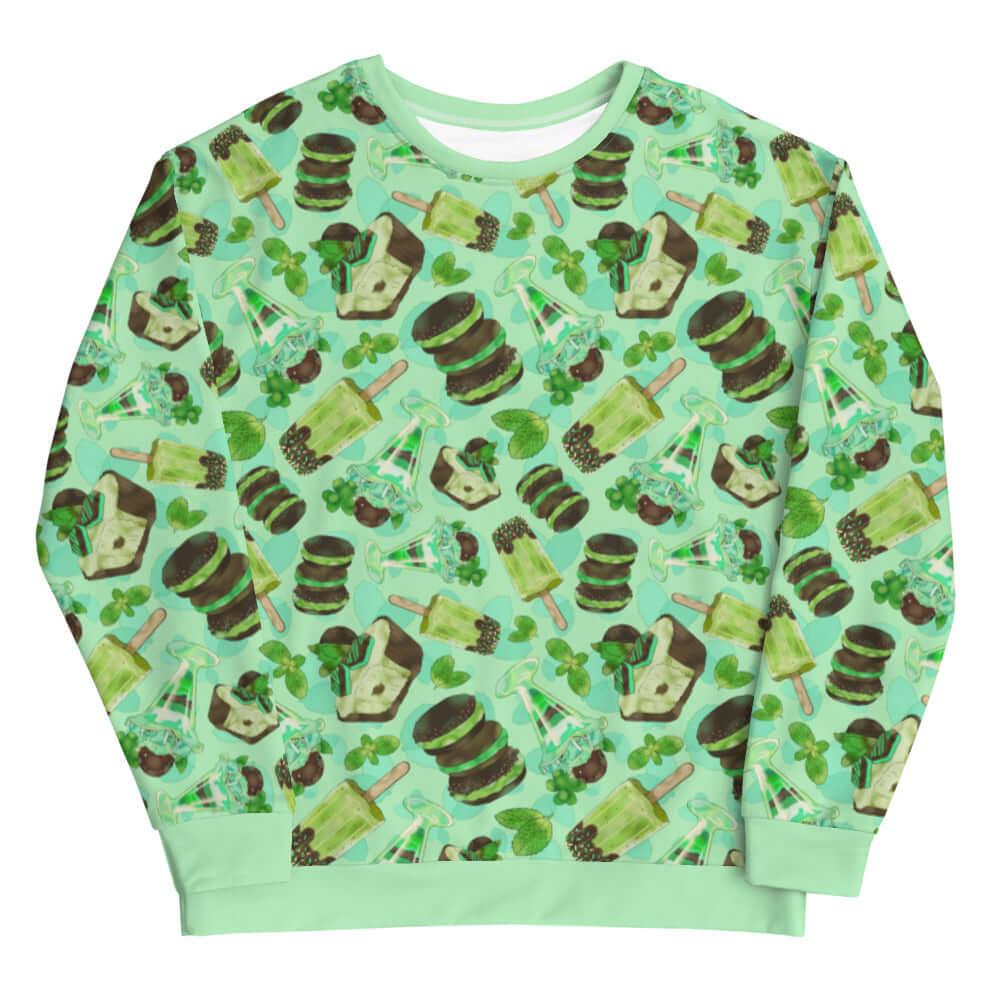 Choco Mint Sweatshirt features a vibrant mint design, perfect for adding a refreshing touch to any outfit.