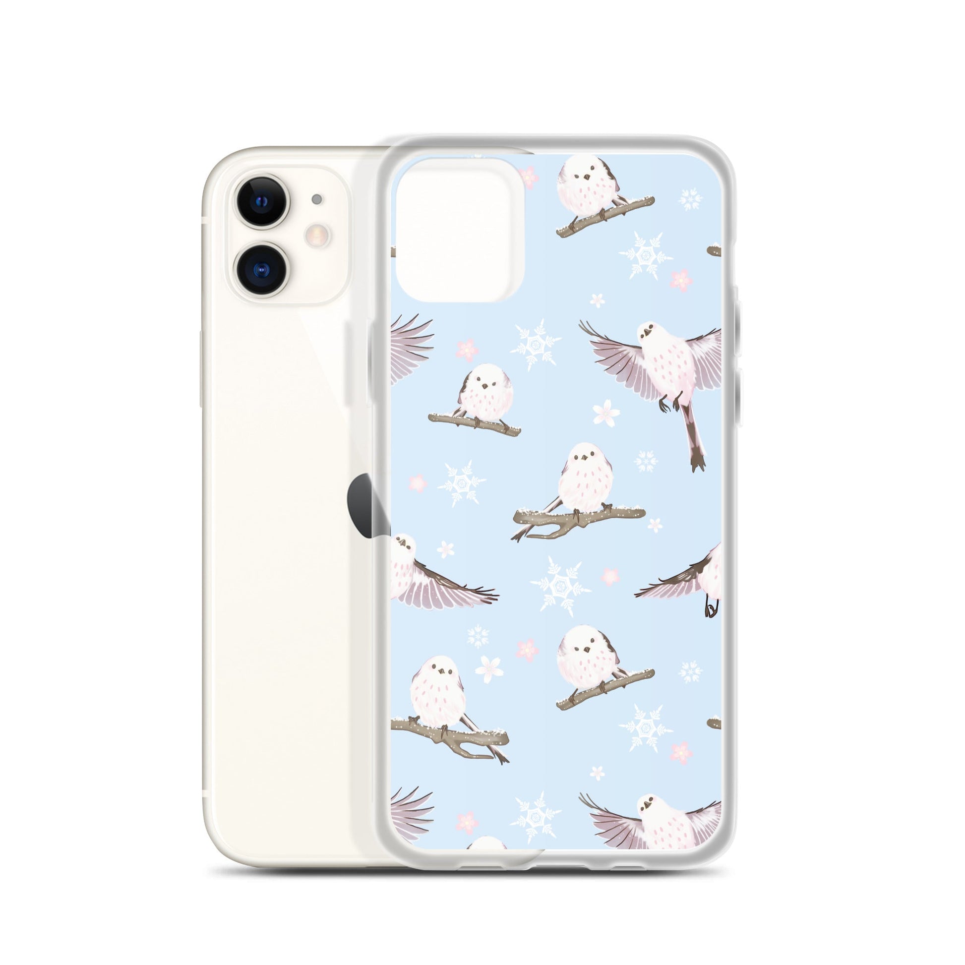 Protect your iPhone® with the stylish Snow Bird iPhone® Clear Case featuring a cute bird design and flexible sides.